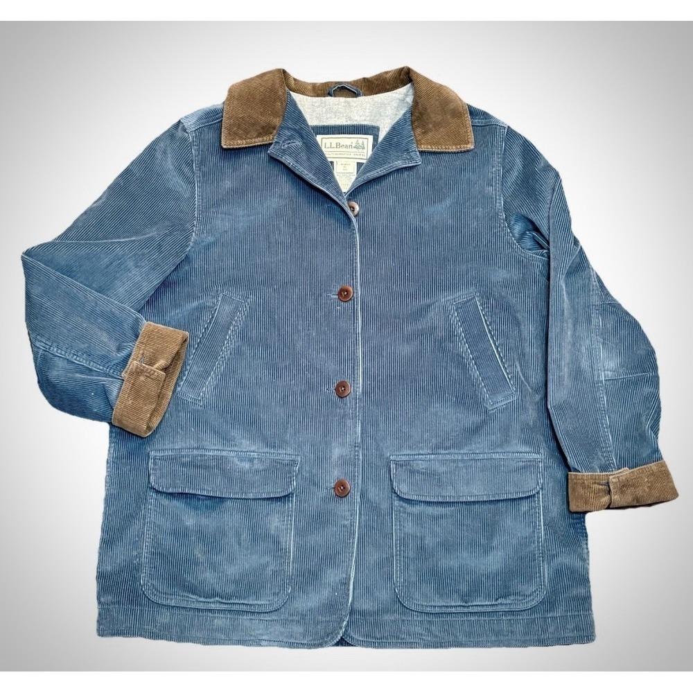 Vintage LL Bean Barn Chore Field Jacket - Dark Blue Brown Corduroy Collar XL